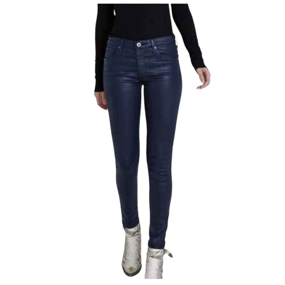 AG The Legging Ankle Skinny Sateen on Japanese Denim in Deep Trenches Navy Blue